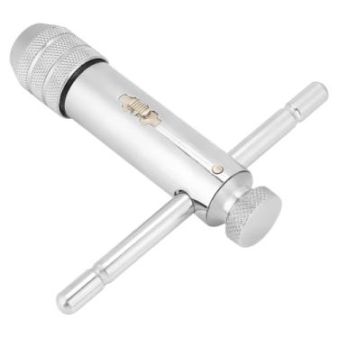Imagem de Generic Chave de Torneira Ajustável Com Catraca Em T para Conjunto de Torneiras e Matrizes M3-M8/M5-M12, Material de Aço Ferramenta, Ideal para Espaços Confinados, Prata, 1 Pacote para Oficina