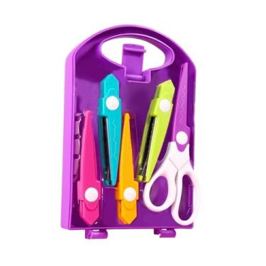 Imagem de Fancyes Conjunto de tesouras artesanais com 4 pontas substituíveis, design de borda decorativa, tamanho pequeno, ideal para crianças, para material escolar e