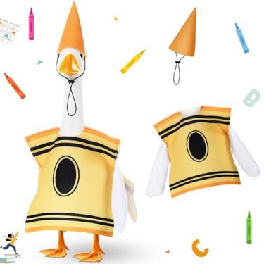 Imagem de Geyoga Roupa de ganso de volta às aulas varanda 58 cm roupas de ganso para sala de aula gramado escola jardim pátio quintal decorações externas (amarelo, giz)