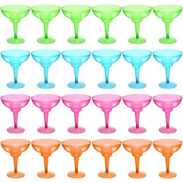 Imagem de ywmigl 24 peças de copos de plástico Margarita de 340 g Copos Margarita tema mexicano decorações de festa copos de martini copo de coquetel a granel para casamento carnaval temático mexicano