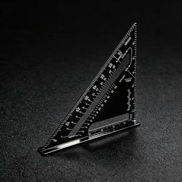 Imagem de 1 régua de triângulo de liga de alumínio, medidor de ângulo resistente a arranhões de 17 cm, leve de 90 e 45 graus para uso científico industrial de marcenaria, preto