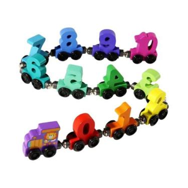 Imagem de Brinquedos Educativos De Trem Magnético De Madeira Colorida, Blocos De