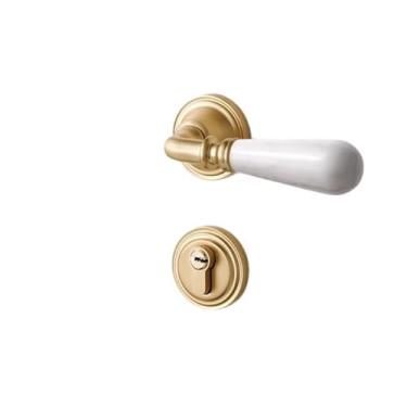 Imagem de Fechadura de porta de quarto francês, estilo retrô, maçaneta de porta interna, fechadura magnética silenciosa (fechadura magnética)