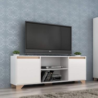 Imagem de Rack para Tv 42 Polegadas 2 Portas 3 Prateleiras Benevello Quiditá Branco