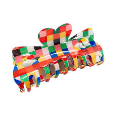 Imagem de Vintage Chessboard Pattern Hair Claw para Mulheres, Magic Cube Clip, A