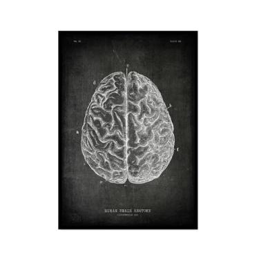 Imagem de Arte vintage de anatomia humana – pintura em tela de educação médica esqueleto humano gaiola cérebro coração anatomia pôster para decoração de casa de clínica hospitalar (SKU3,20.3x30.5 cm = (20x30cm