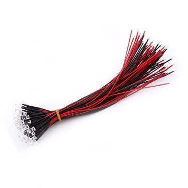 Imagem de Solinder 50pcs Pré-conectado DC 9-12V 3 5 10mm Diodos LED Transparentes de água Branco Vermelho Azul Luz Verde Com ângulo de Feixe 30 ° para Economia Energia, Baixo Consumo (Luz Branca)