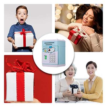 Imagem de CUOFYUNL Banco de dinheiro infantil Cofrinhos eletrônicos Senha Banco de moedas Rolagem automática Caixa de economia de dinheiro Lata de moedas com música Presentes perfeitos para (Rosa)