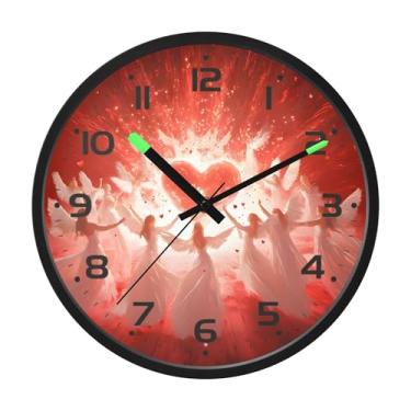 Imagem de SEHANY Lindo relógio de parede anjo silencioso sem tique-taque relógio redondo operado por bateria 30 cm controle de som luz noturna relógios de parede para sala de estar, cozinha, quarto, escritório