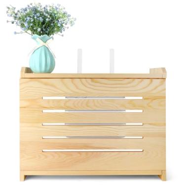 Imagem de BEARUT Prateleira de madeira para roteador de parede, WiFi, caixa de armazenamento, modem cabo, roteador, capa organizada, gerenciamento de cabos, hider, rack precisa de montagem 37,8 x 25 x 13,7 cm