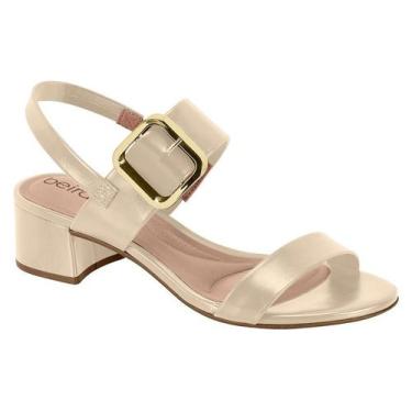 Imagem de Sandália Beira Rio Feminina De Salto Bloco Com Fivela Bege, Ostra, 36