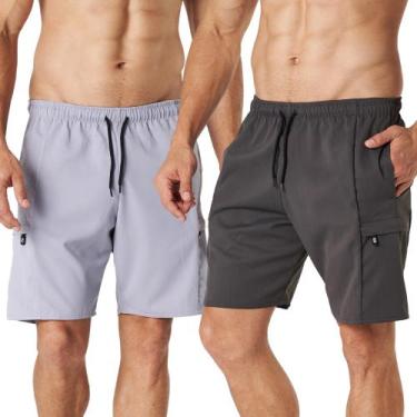 Imagem de Kit 2 Bermudas Cargo Sarja com Zíper - Shenus, G, Cinzaclaro, Cinzaesc