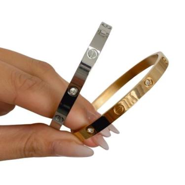 Imagem de Bracelete aço inóx inspiração zircônias - CRISTAL ROSA