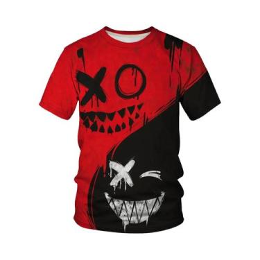 Imagem de Camiseta Masculina Oversized Com Estampa Hip Hop Moda De Rua Manga Cur