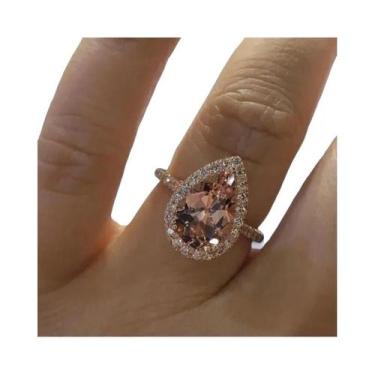 Imagem de Anel De Noivado Clássico Em Cristal Prata Com Zircônia Cúbica Em Forma