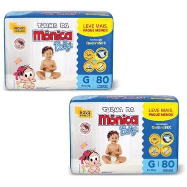 Imagem de Fralda Turma da Mônica Baby Giga Tamanho G - 2 unidades - Pacotes com 