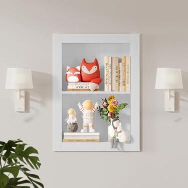 Imagem de Fuwnvuwn Armário de remédios embutido 35 x 61 cm, armário de remédios sem espelho, nicho de parede de medicamentos de madeira com prateleiras de 3 camadas para sala de estar, armazenamento de banheiro