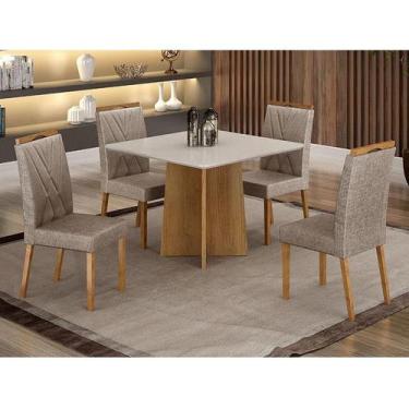 Imagem de Mesa de Jantar Ambiente Jade 90cm Cinamomo Off White com 4 Cadeiras La