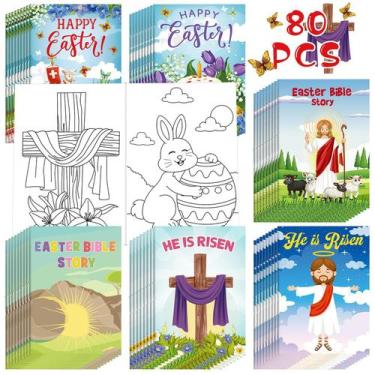 Imagem de Livro de colorir Bíblia de Páscoa Yexiya para crianças com 40 unidades