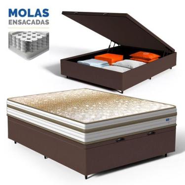 Imagem de Cama Box Baú com Colchão de Molas Ensacadas Double Face Pillow Euro Al