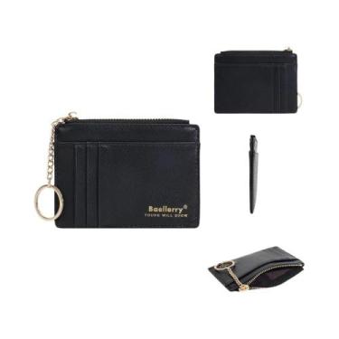 Imagem de Carteira Slim Feminina Multi Cartões Com Chaveiro Estilo Ins, Bolsa De