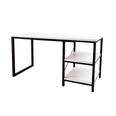 Imagem de Mesa Escrivaninha Com Nichos Home Office Estudo Industrial 120cm Escritório75x45x120CM(Branco)