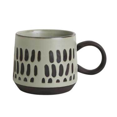 Imagem de Xícaras de café Caneca de café da manhã com padrão listrado grés e grande capacidade, caneca doméstica, xícara, aveia