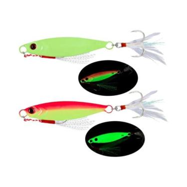 Imagem de Isca De Pesca Metálica Luminosa Conjunto De 2 Peças Olhos 3D Isca Jig 
