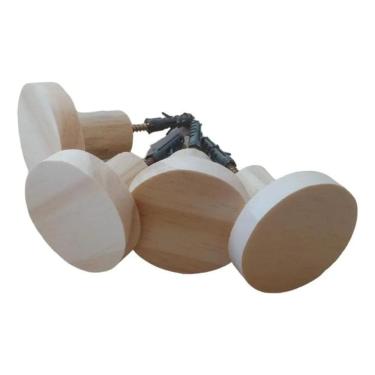 Imagem de 2X 8 Ganchos De Parede Pendurador Madeira Redondo Cor Natu