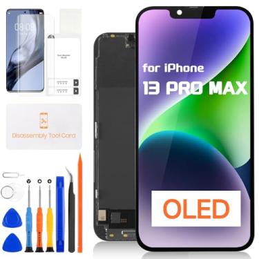 Imagem de Tela de substituição OLED para iPhone 13 Pro Max - para iPhone 13 Pro Max LCD Display Digitalizador Touch Screen Assembly A2643 A2484 A2641 A2644 A2645 com ferramentas de reparo (preto, 6,7 polegadas)