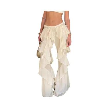 Imagem de Calças Flare Em Camadas Com Patchwork Y2K Para Mulheres, Transparentes