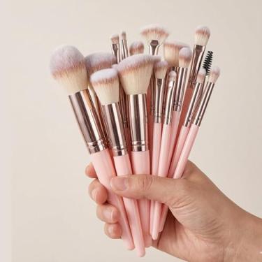Imagem de Conjunto de 30 pincéis de maquiagem rosa - conjuntos e kits de pincéis de maquiagem profissionais para rosto inteiro - base sintética premium, pó, pincel de blush e sombra