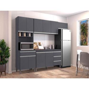 Imagem de Cozinha com Balcão e Tampo 120 cm Andréia Ambiente Cinza Fosco - AJL -