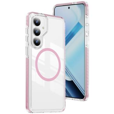 Imagem de Asdsinfor Capa transparente para Samsung S26 com detalhe de listras na cor lateral traseira acrílica com bordas macias, proteção antiarranhões, à prova de choque, minimalista, durável, capa para