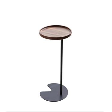 Imagem de Mesa lateral moderna de sofá redonda com moldura de metal para quarto, sala de estar, sala de estar, mesa pequena, simples