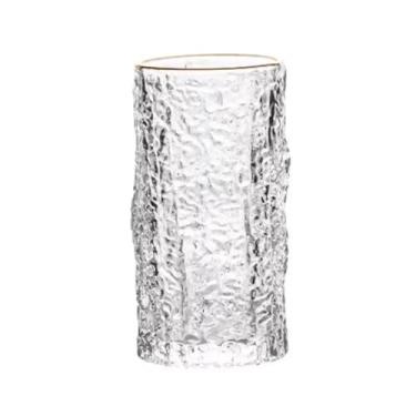 Imagem de Copos de água sem haste com padrão de casca em relevo, copos de bebida texturizados transparentes para suco de cerveja com leite (grande)