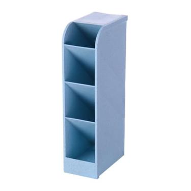 Imagem de Zerodis Caneta Inclinada, 4 Slots de Plástico para Inserção de Mesa, Porta-canetas, Organizador, Caixa de Armazenamento de Papelaria para Casa, Escola, Armazenamento, Borrachas Manuais, (BLUE)