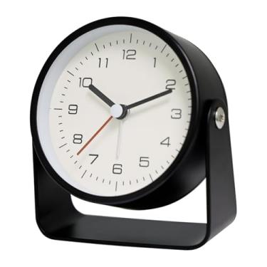 Imagem de x3anggyt5 Despertador para quarto criativo de metal pequeno despertador específico para estudantes relógio de mesa silencioso minimalista relógio de quartzo para quarto, mesa, decoração de escritório
