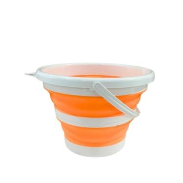 Imagem de Balde Dobrável 3 5 10 Litros Retrátil de Silicone Multiuso(Laranja,3 Litro)