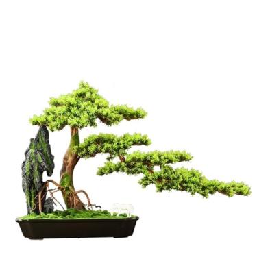 Imagem de Plantas falsas árvore de bonsai artificial com vaso de cerâmica, ornamentos de plantas falsas para sala de estar, entrada e armário de TV