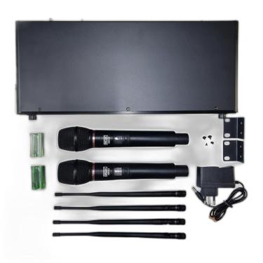 Imagem de Microfone Sem Fio Duplo Uhf Mb302 Box Canais Multifrequência
