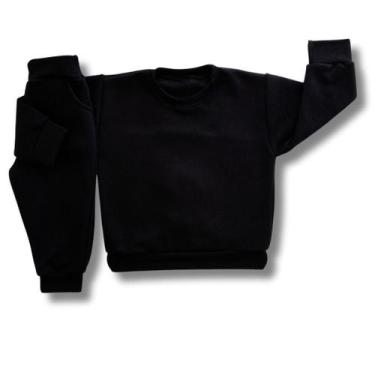 Imagem de Conjunto infantil Roupa de Frio Moletom Básico Grosso Liso Bebê Unisse