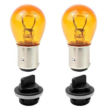 Imagem de Yidcidu Kit de lâmpadas e soquetes de luz de seta dianteira, 2 peças, lâmpadas de freio de halogênio de alta visibilidade, conector de sistema de iluminação de absorção de choque, compatível com Kia