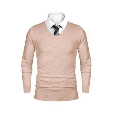 Imagem de Suéter Masculino Leve De Lã Com Gola V, Casual E De Negócios, Estampa 