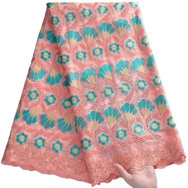Imagem de ZhenGuiRu Tecido de renda africana 5 metros, tecido de renda de algodão jacquard bordado nigeriano para costura de festa de casamento