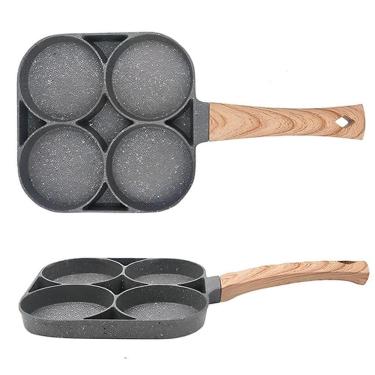 Imagem de Frigideira Multiuso 4 Em 1 Panela De Alumínio Antiaderente Quatro Furos Para Hambúrguer Ovo Bacon