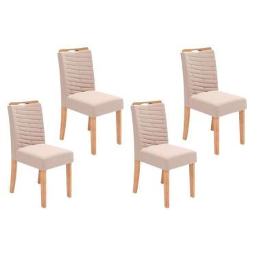 Imagem de Cadeira De Cozinha Julia Kit 4 Un Cedro Suede Kraft