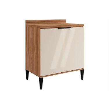 Imagem de Gabinete De Cozinha Modulado Balcão Alpha 2507 2 Portas Com Tampo 80cm Freijó Off White