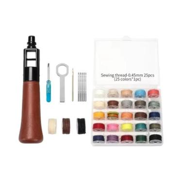 Imagem de Kit De Costura Em Couro Com Agulha E Linha, Ferramentas DIY Para Artes