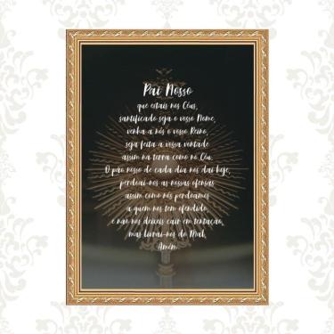 Imagem de Quadro Moldura Dourada Pai Nosso Ostensório 45X34Cm